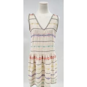 Ace & Jig Fiesta Dress Sunkissed White Multi Stripe Sleeveless Cotton Mini XS
